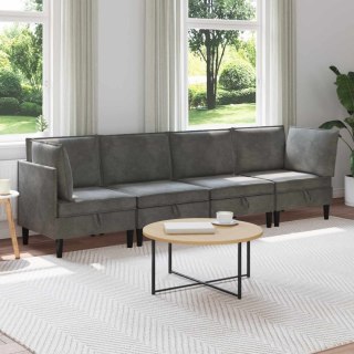 Zestaw mebli do salonu z poduszką 4 pcs ciemnoszary Welur