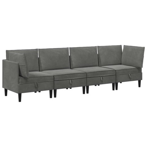 Zestaw mebli do salonu z poduszką 4 pcs ciemnoszary Welur
