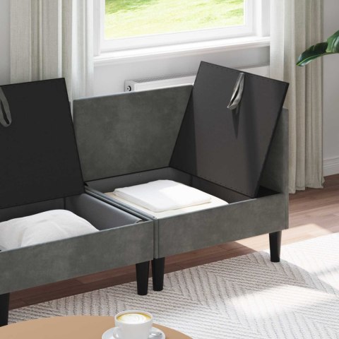 Zestaw mebli do salonu z poduszką 4 pcs ciemnoszary Welur