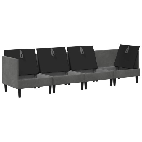 Zestaw mebli do salonu z poduszką 4 pcs ciemnoszary Welur