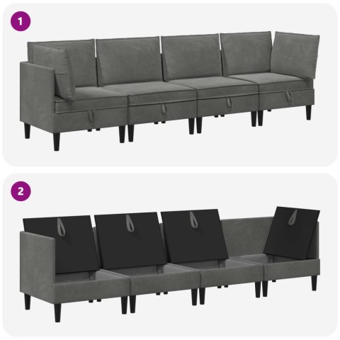 Zestaw mebli do salonu z poduszką 4 pcs ciemnoszary Welur