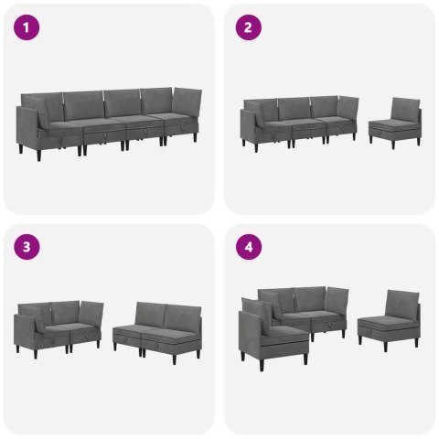 Zestaw mebli do salonu z poduszką 4 pcs ciemnoszary Welur