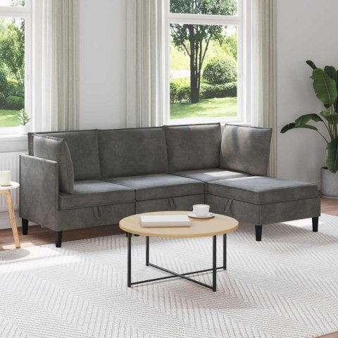 Zestaw mebli do salonu z poduszką 4 pcs ciemnoszary Welur