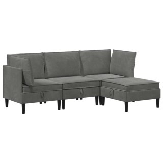 Zestaw mebli do salonu z poduszką 4 pcs ciemnoszary Welur