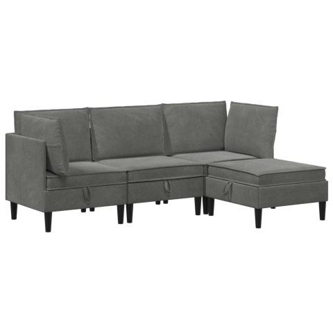 Zestaw mebli do salonu z poduszką 4 pcs ciemnoszary Welur