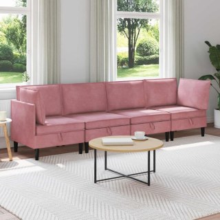 Zestaw mebli do salonu z poduszką 4 pcs różowy Welur