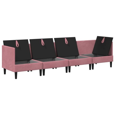 Zestaw mebli do salonu z poduszką 4 pcs różowy Welur