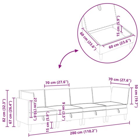 Zestaw mebli do salonu z poduszką 4 pcs różowy Welur
