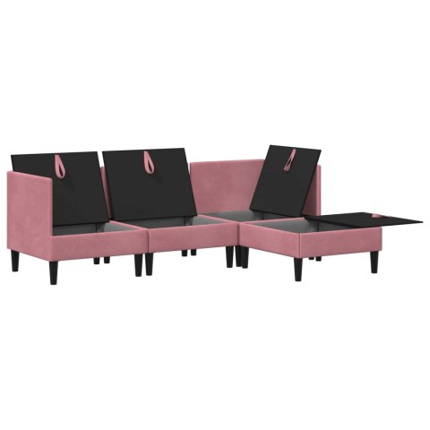 Zestaw mebli do salonu z poduszką 4 pcs różowy Welur