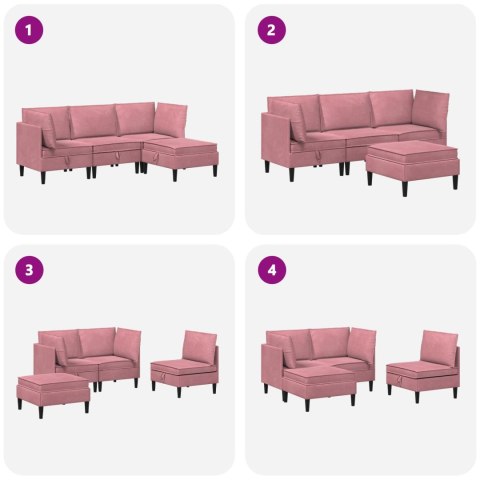 Zestaw mebli do salonu z poduszką 4 pcs różowy Welur
