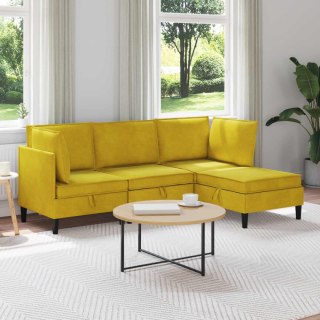 Zestaw mebli do salonu z poduszką 4 pcs żółty Welur