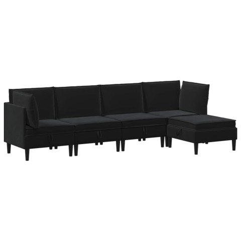 Zestaw mebli do salonu z poduszką 5 pcs Czarny Welur