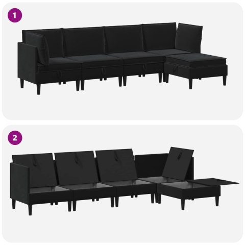 Zestaw mebli do salonu z poduszką 5 pcs Czarny Welur