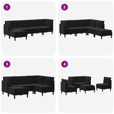 Zestaw mebli do salonu z poduszką 5 pcs Czarny Welur