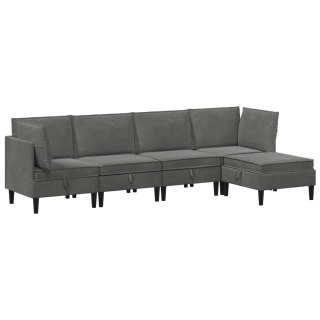 Zestaw mebli do salonu z poduszką 5 pcs ciemnoszary Welur