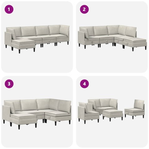 Zestaw mebli do salonu z poduszką 5 pcs kremowy Welur