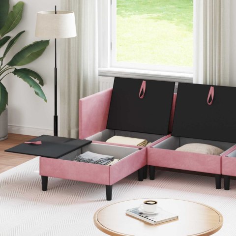 Zestaw mebli do salonu z poduszką 5 pcs różowy Welur
