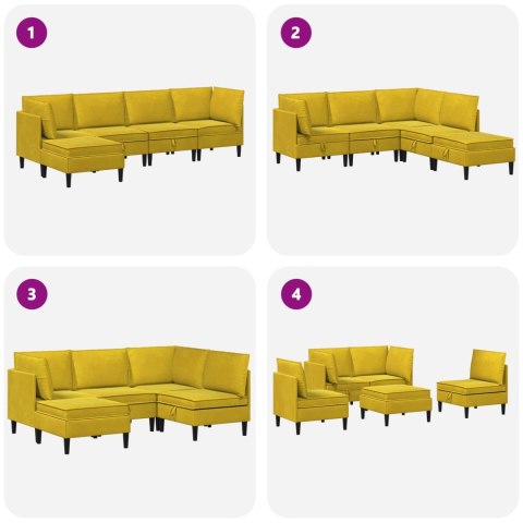 Zestaw mebli do salonu z poduszką 5 pcs żółty Welur