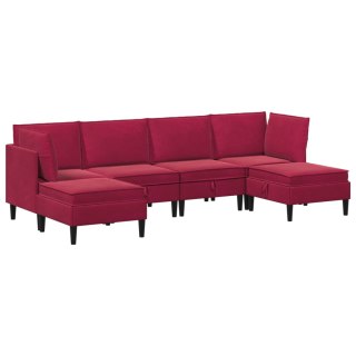 Zestaw mebli do salonu z poduszką 6 pcs Czerwone wino Welur
