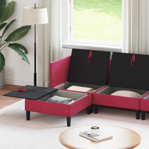 Zestaw mebli do salonu z poduszką 6 pcs Czerwone wino Welur