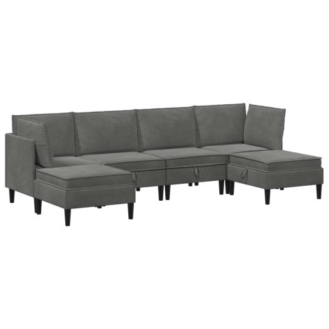 Zestaw mebli do salonu z poduszką 6 pcs ciemnoszary Welur