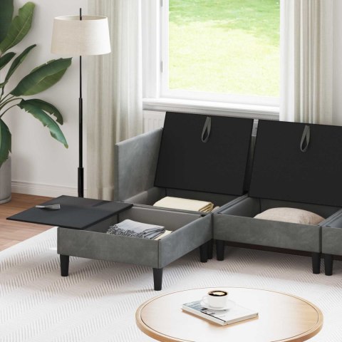 Zestaw mebli do salonu z poduszką 6 pcs ciemnoszary Welur