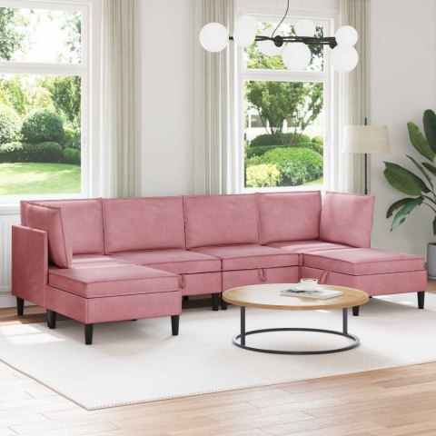 Zestaw mebli do salonu z poduszką 6 pcs różowy Welur