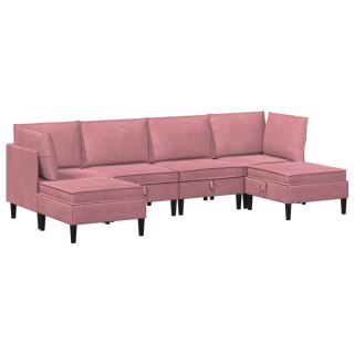 Zestaw mebli do salonu z poduszką 6 pcs różowy Welur