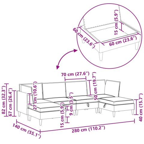 Zestaw mebli do salonu z poduszką 6 pcs różowy Welur