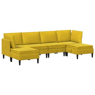 Zestaw mebli do salonu z poduszką 6 pcs żółty Welur