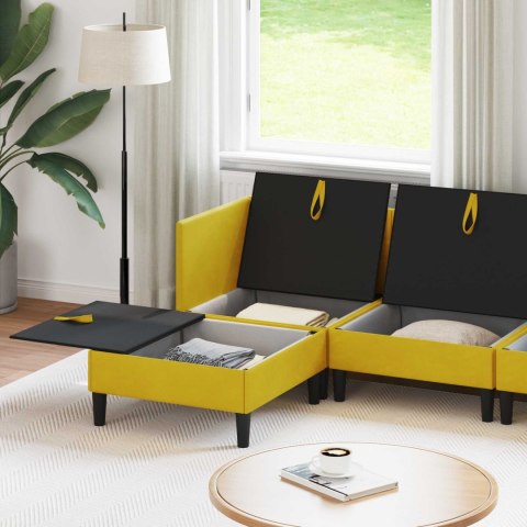 Zestaw mebli do salonu z poduszką 6 pcs żółty Welur
