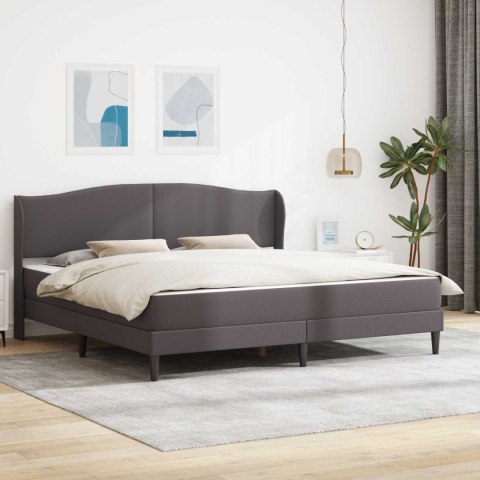 Ramka łóżka Z zagłówkiem Szary 200 x 200 cm Ekoskóra