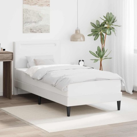 Ramka łóżka z paskami LED Biały 100 x 200 cm Ekoskóra