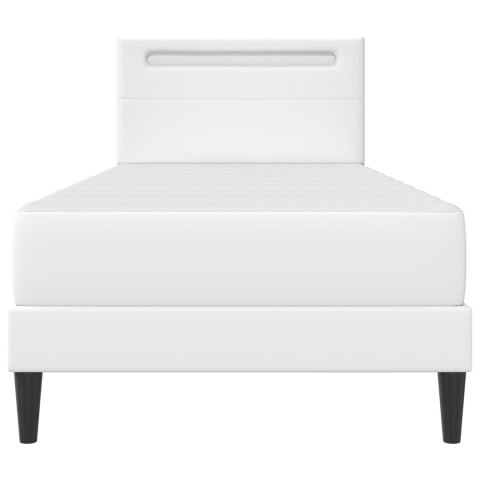 Ramka łóżka z paskami LED Biały 100 x 200 cm Ekoskóra