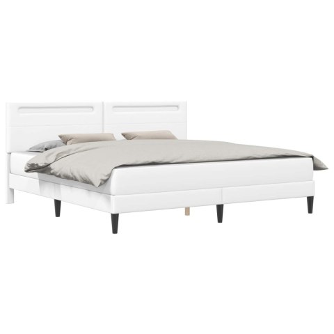 Ramka łóżka z paskami LED Biały 180 x 200 cm Ekoskóra