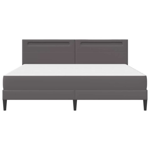 Ramka łóżka z paskami LED Szary 180 x 200 cm Ekoskóra
