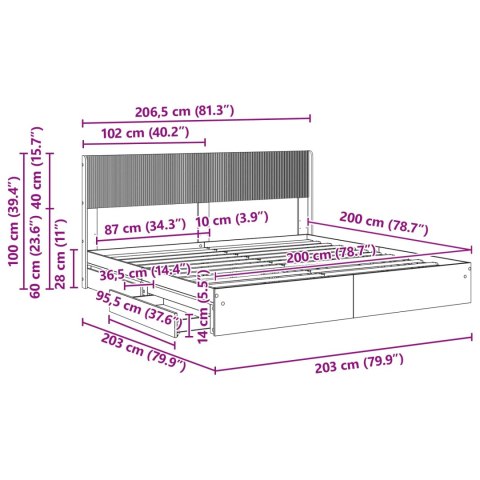Stelaż łóżka z przechowywaniem i zagłówkiem 3 pcs