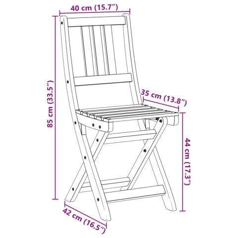 Krzesła Bistro na Zewnątrz 8 pcs naturalny 40 x 42 x 85 cm