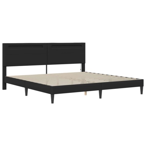 Ramka łóżka z paskami LED Czarny 180 x 200 cm Ekoskóra