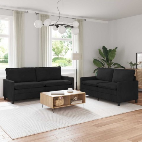 Zestaw Sof 2 pcs Czarny Welur