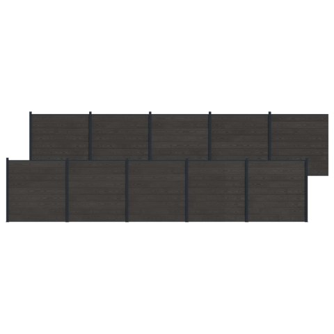 Panel ogrodzeniowy 10 pcs WPC i aluminium Czarny