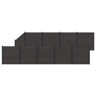 Panel ogrodzeniowy 10 pcs WPC i aluminium Czarny