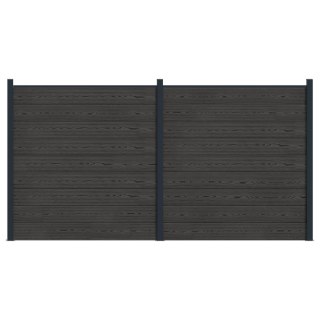 Panel ogrodzeniowy 2 pcs WPC i aluminium Czarny