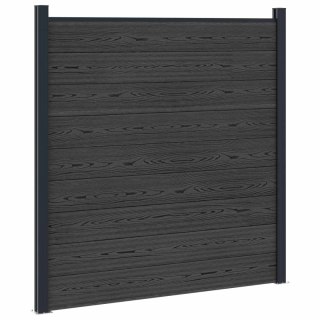 Panel ogrodzeniowy 2 pcs WPC i aluminium Czarny