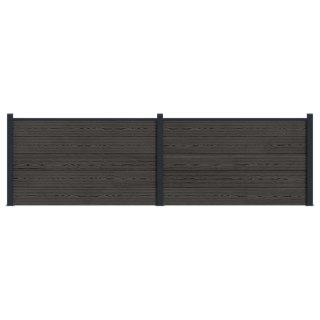 Panel ogrodzeniowy 2 pcs WPC i aluminium Czarny