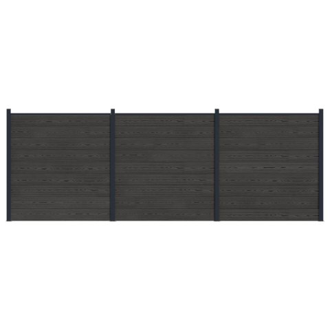Panel ogrodzeniowy 3 pcs WPC i aluminium Czarny