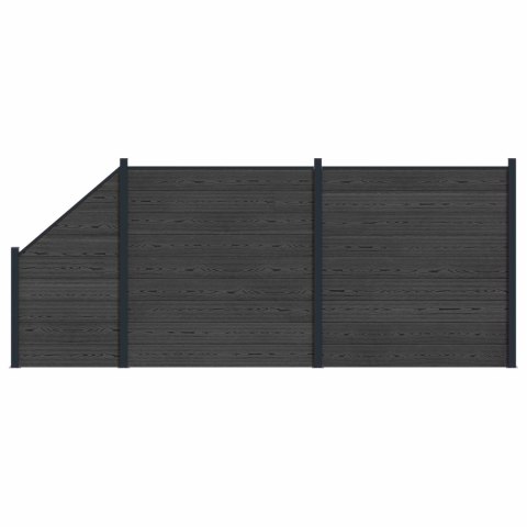 Panel ogrodzeniowy 3 pcs WPC i aluminium Czarny