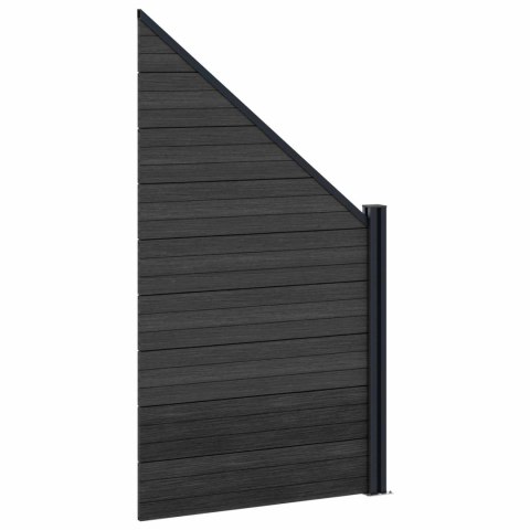 Panel ogrodzeniowy 3 pcs WPC i aluminium Czarny