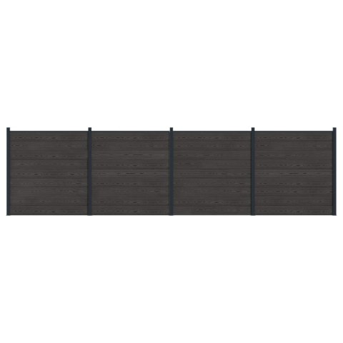 Panel ogrodzeniowy 4 pcs WPC i aluminium Czarny