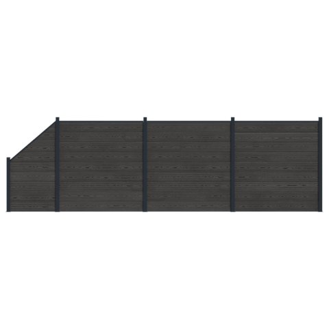 Panel ogrodzeniowy 4 pcs WPC i aluminium Czarny
